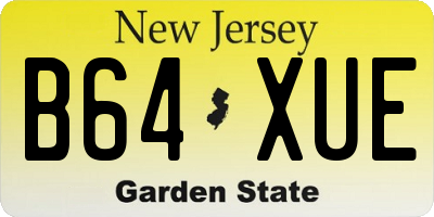 NJ license plate B64XUE