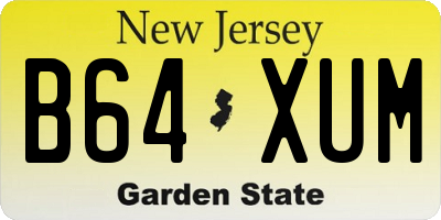 NJ license plate B64XUM
