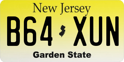 NJ license plate B64XUN
