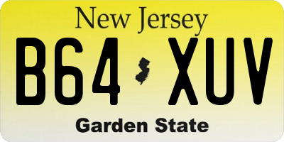 NJ license plate B64XUV