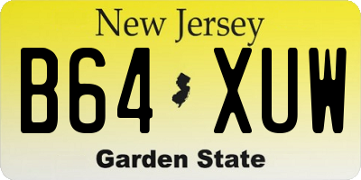 NJ license plate B64XUW
