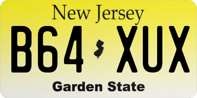 NJ license plate B64XUX