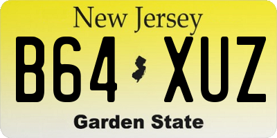 NJ license plate B64XUZ