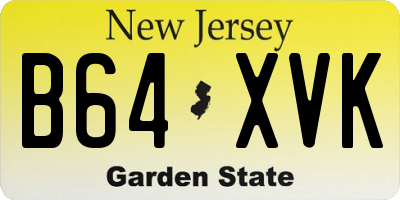 NJ license plate B64XVK