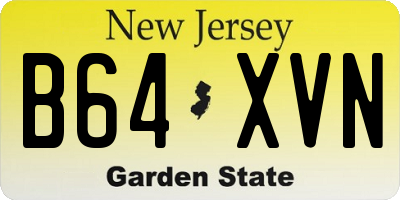 NJ license plate B64XVN