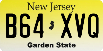 NJ license plate B64XVQ