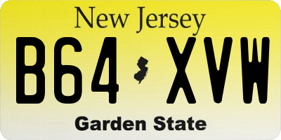 NJ license plate B64XVW