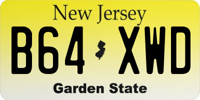 NJ license plate B64XWD