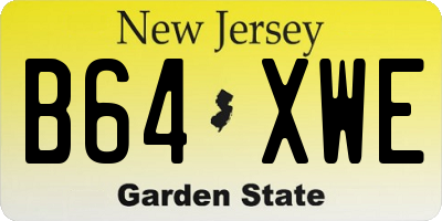 NJ license plate B64XWE