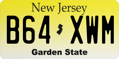 NJ license plate B64XWM