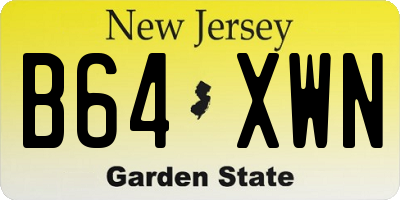 NJ license plate B64XWN