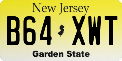 NJ license plate B64XWT