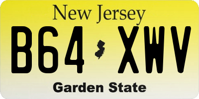 NJ license plate B64XWV