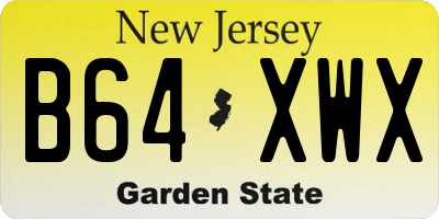 NJ license plate B64XWX