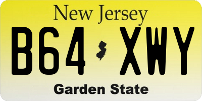 NJ license plate B64XWY