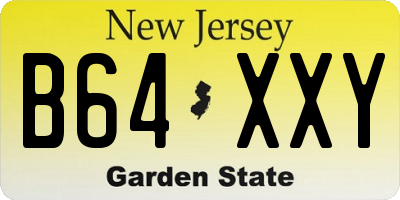 NJ license plate B64XXY