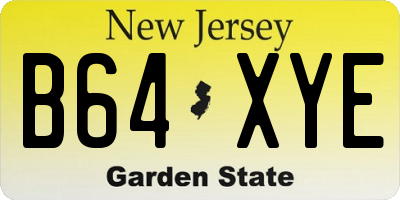 NJ license plate B64XYE