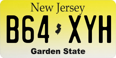NJ license plate B64XYH