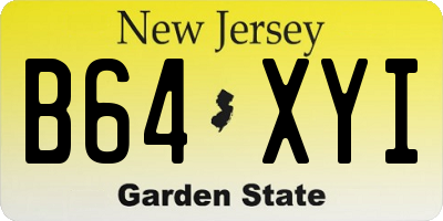 NJ license plate B64XYI