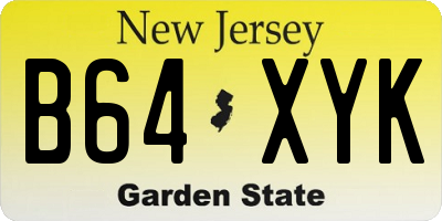 NJ license plate B64XYK
