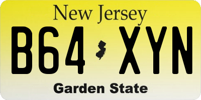 NJ license plate B64XYN