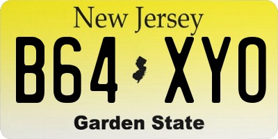 NJ license plate B64XYO