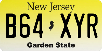 NJ license plate B64XYR