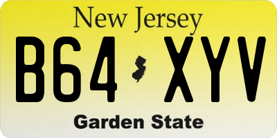 NJ license plate B64XYV