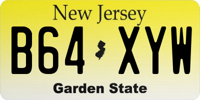 NJ license plate B64XYW