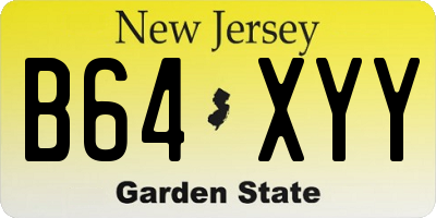 NJ license plate B64XYY
