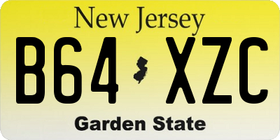NJ license plate B64XZC