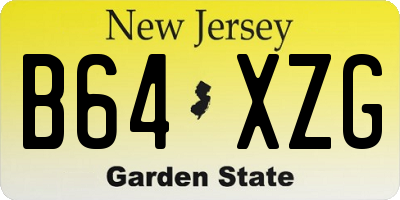 NJ license plate B64XZG