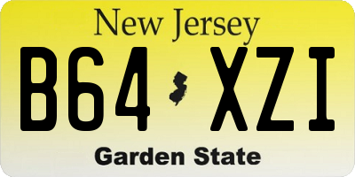 NJ license plate B64XZI