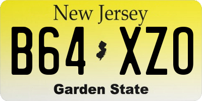 NJ license plate B64XZO