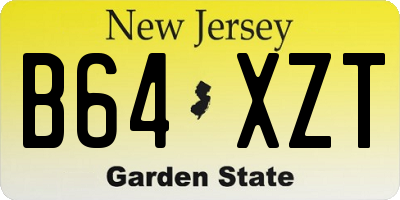 NJ license plate B64XZT