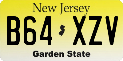 NJ license plate B64XZV