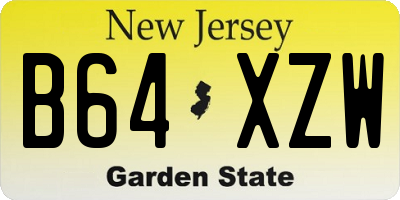 NJ license plate B64XZW