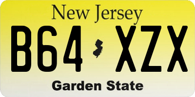 NJ license plate B64XZX