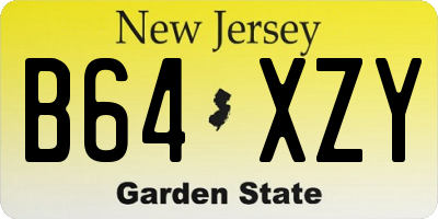 NJ license plate B64XZY