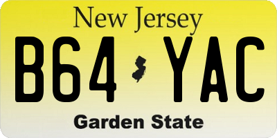 NJ license plate B64YAC