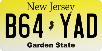 NJ license plate B64YAD