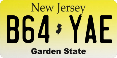 NJ license plate B64YAE