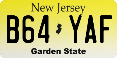 NJ license plate B64YAF