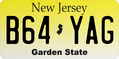 NJ license plate B64YAG