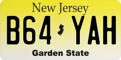 NJ license plate B64YAH