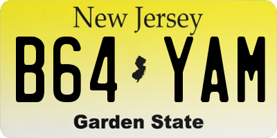 NJ license plate B64YAM