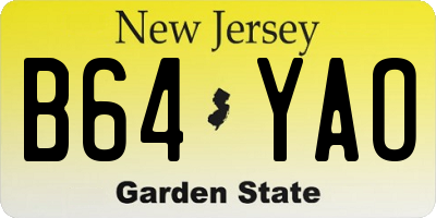 NJ license plate B64YAO