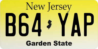 NJ license plate B64YAP
