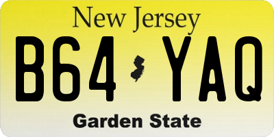 NJ license plate B64YAQ