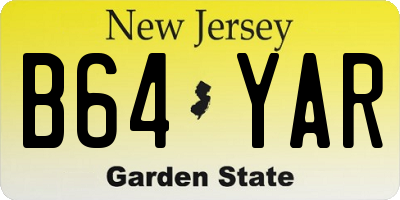 NJ license plate B64YAR